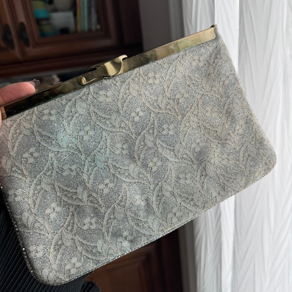 Vintage Blue Sparkly Clutch with mini chain - Picture 2 of 5